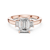 Élégance Emerald Three-Stone Diamond Ring