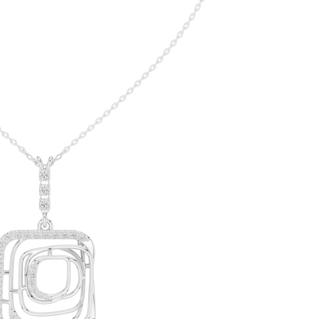 Square Spiral Pendant Necklace — 0.47ct