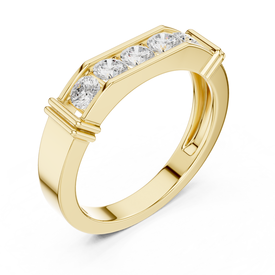 Five Stone Bar Mens Ring — 0.55ct