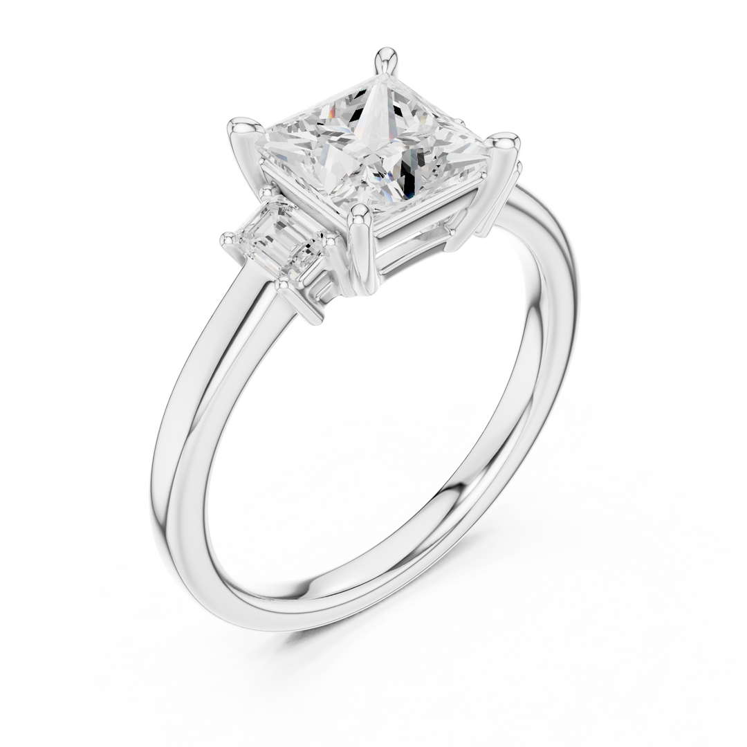 Royale Princess Cut Three-Stone Diamond Engagement Ring