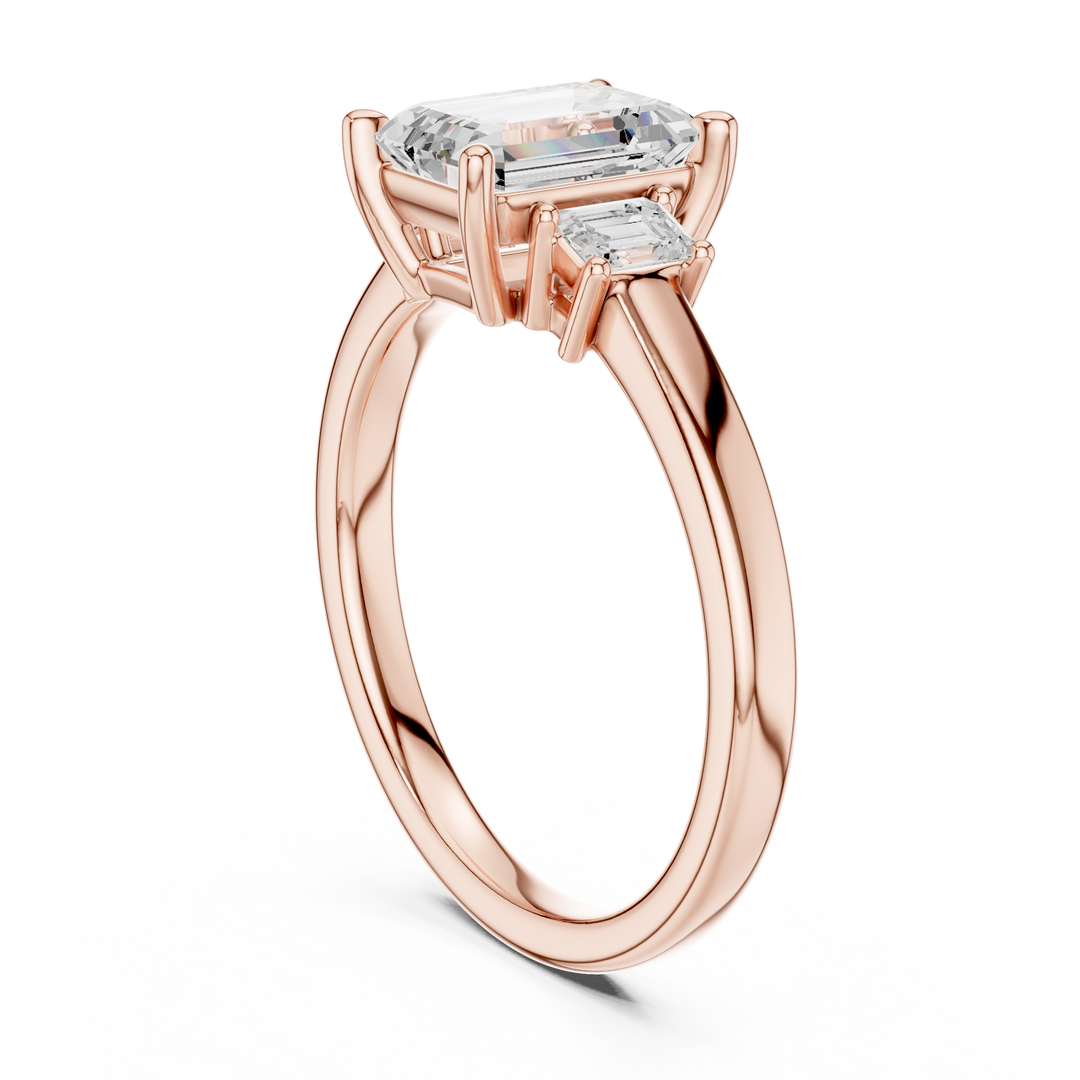 Élégance Emerald Three-Stone Diamond Ring