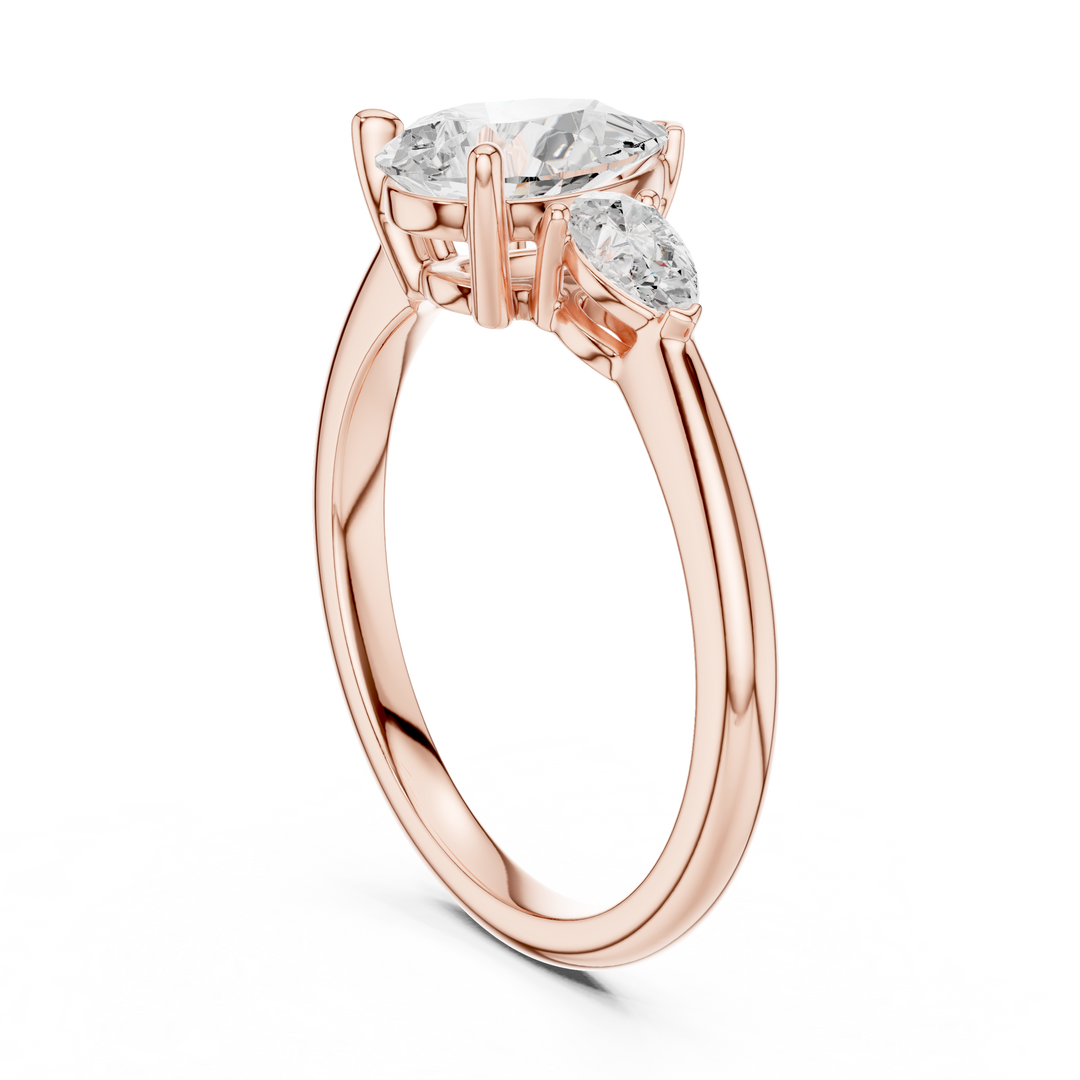 Cascade Pear Three-Stone Diamond Ring