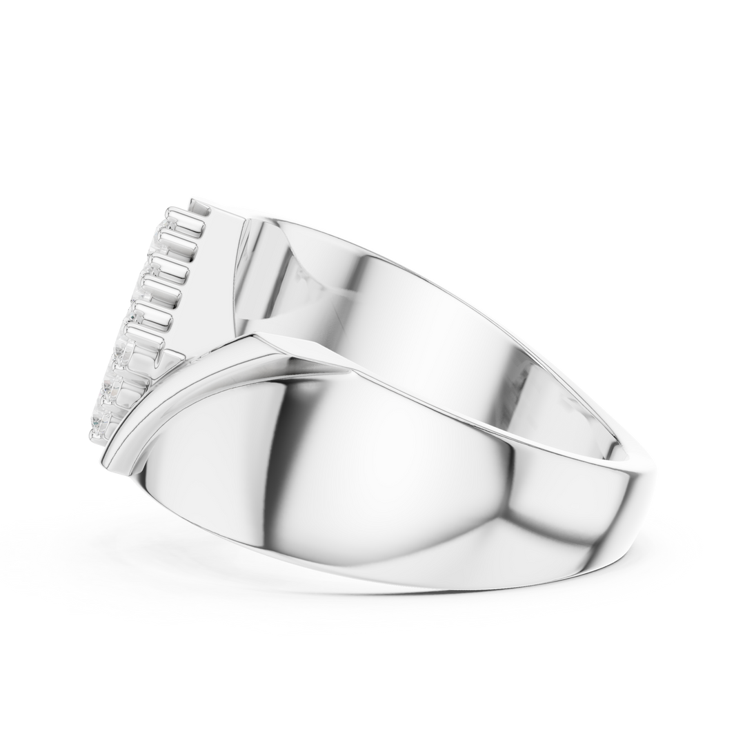 Collet Grid Signet Mens Ring — 0.45ct