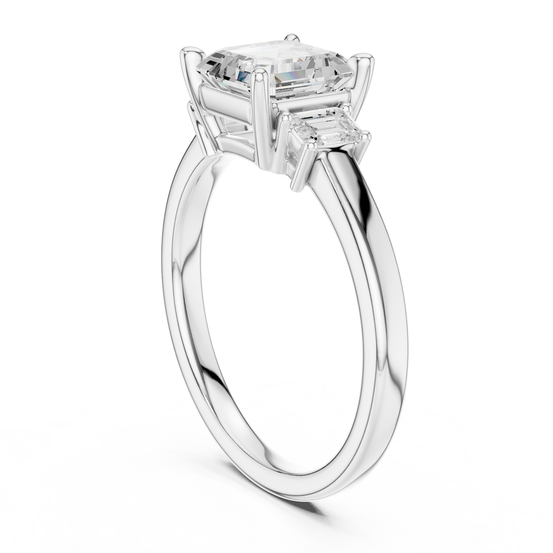 Versailles Asscher Three-Stone Diamond Ring
