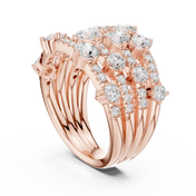 Golden Crown Multi-Row Diamond Cocktail Ring