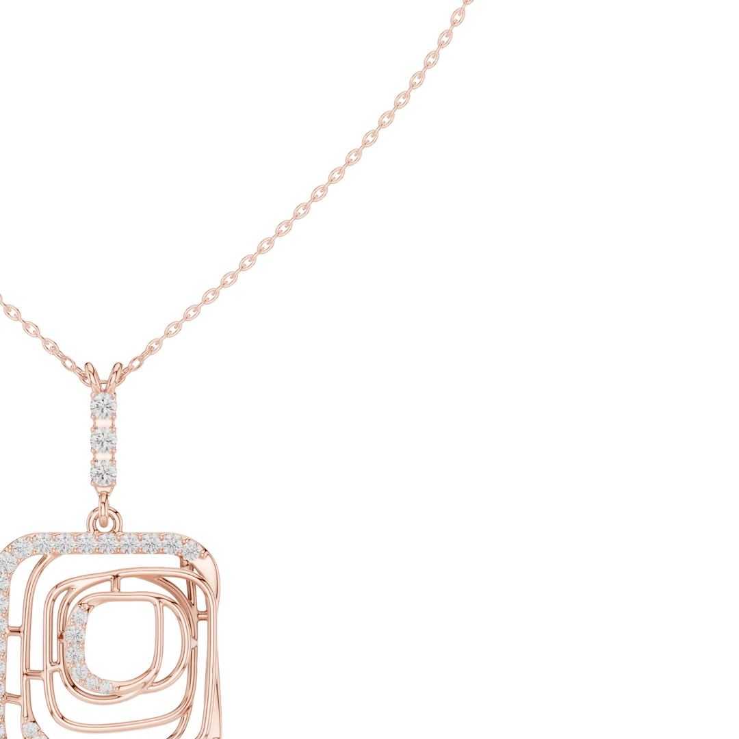 Square Spiral Pendant Necklace — 0.47ct