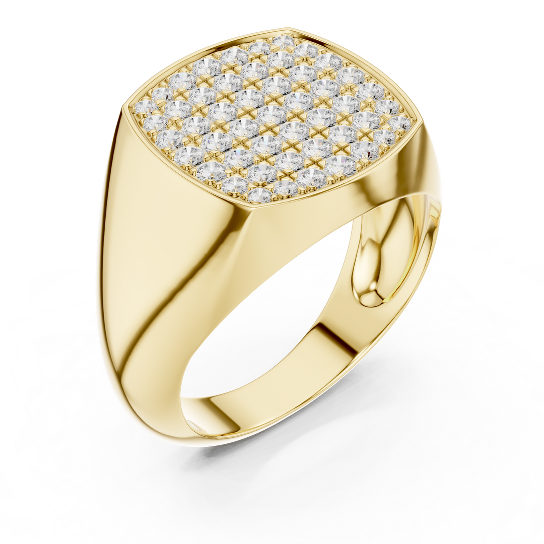 Grid Signet Mens Ring — 0.70ct