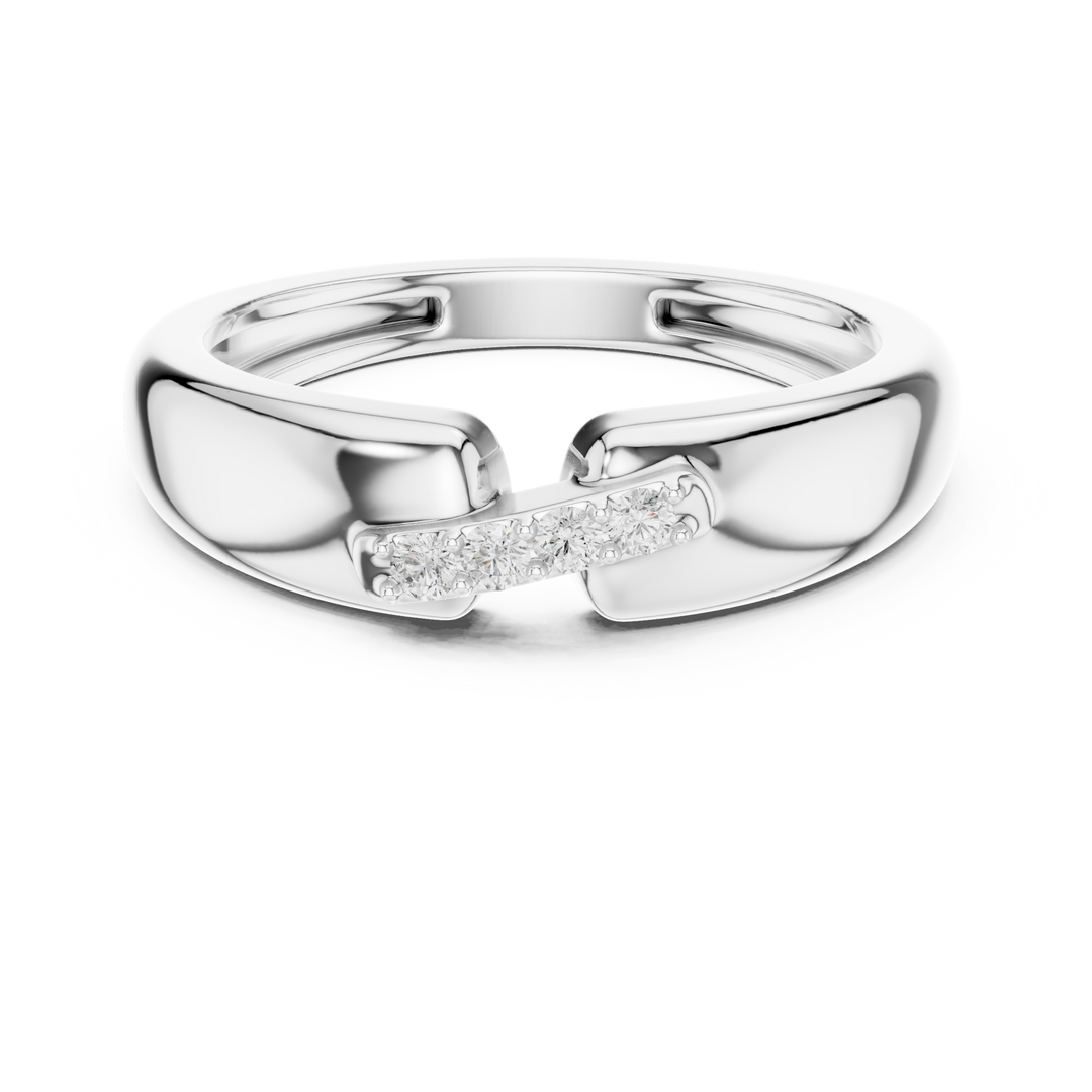 Diagonal Four Mens Ring — 0.07ct