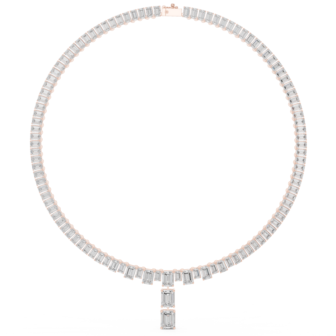 Graduated Emerald-Cut Tennis Necklace — 33.30ct