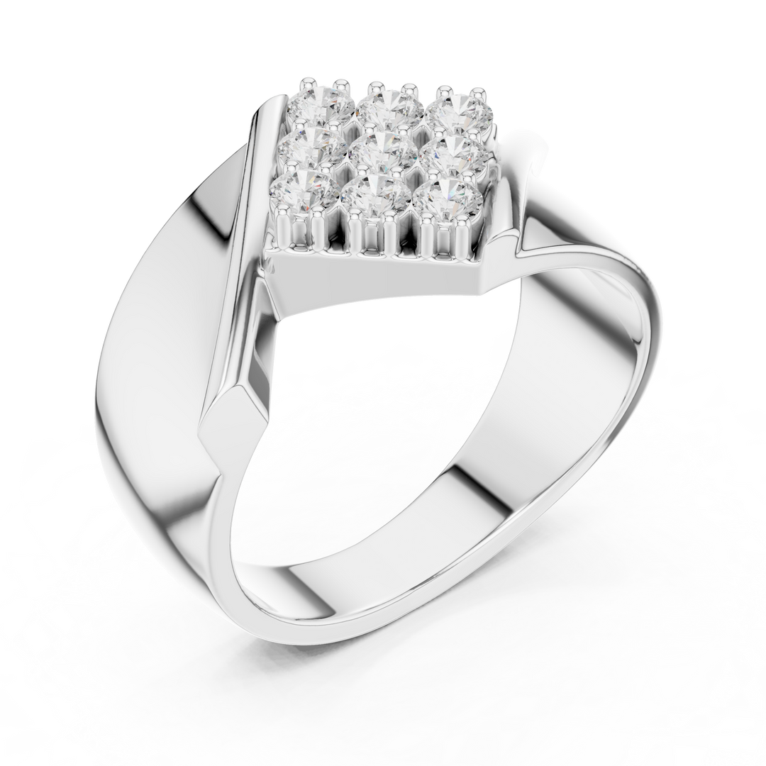 Collet Grid Signet Mens Ring — 0.45ct