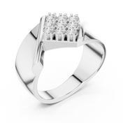 Collet Grid Signet Mens Ring — 0.45ct