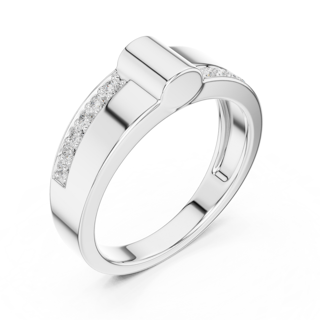Geometric Sweep Mens Ring — 0.18ct