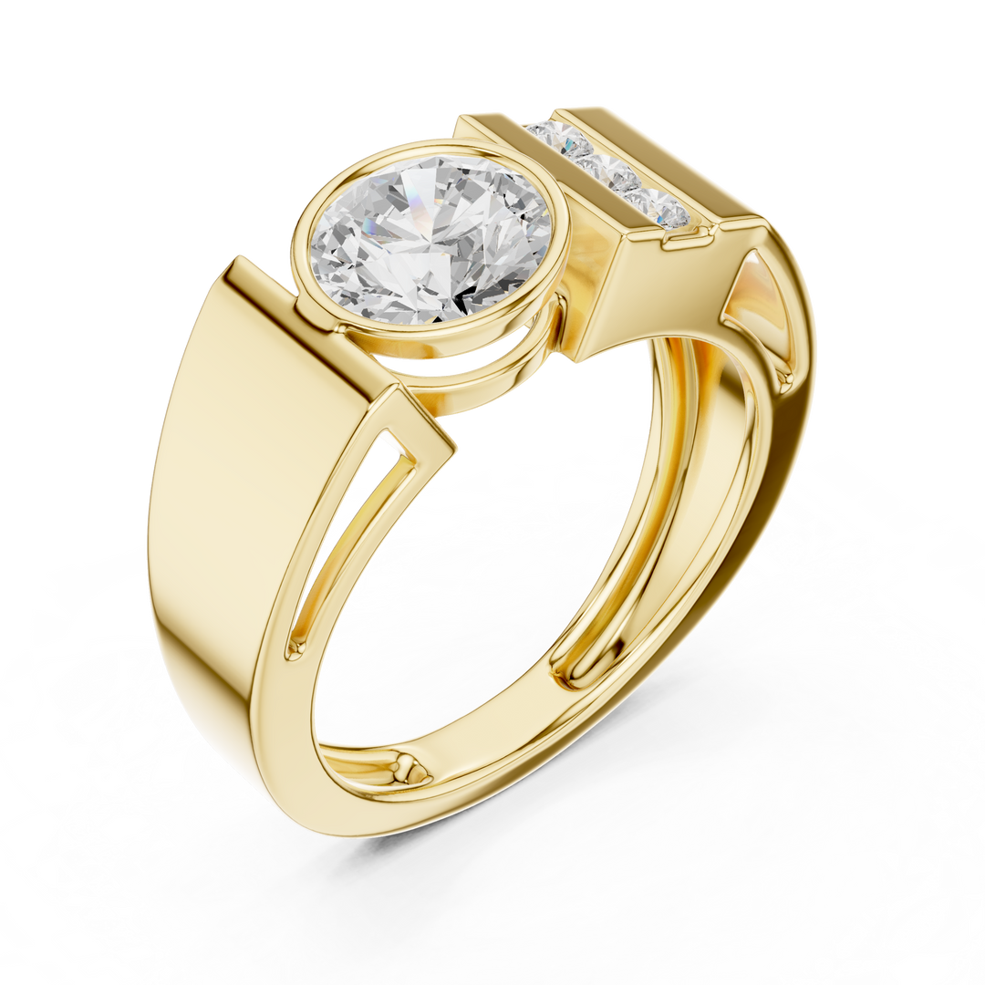 Channel Shoulder Mens Ring — 1.21ct