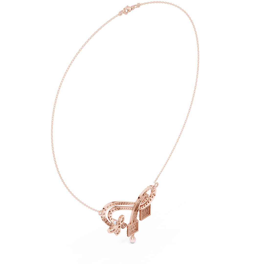 Ornate Scroll Floral Necklace — 3.01ct