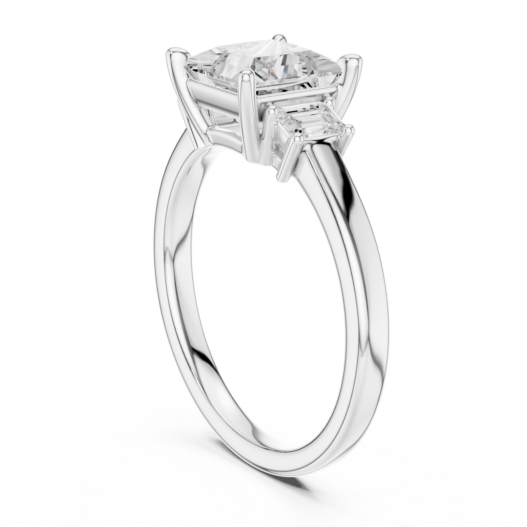 Royale Princess Cut Three-Stone Diamond Engagement Ring