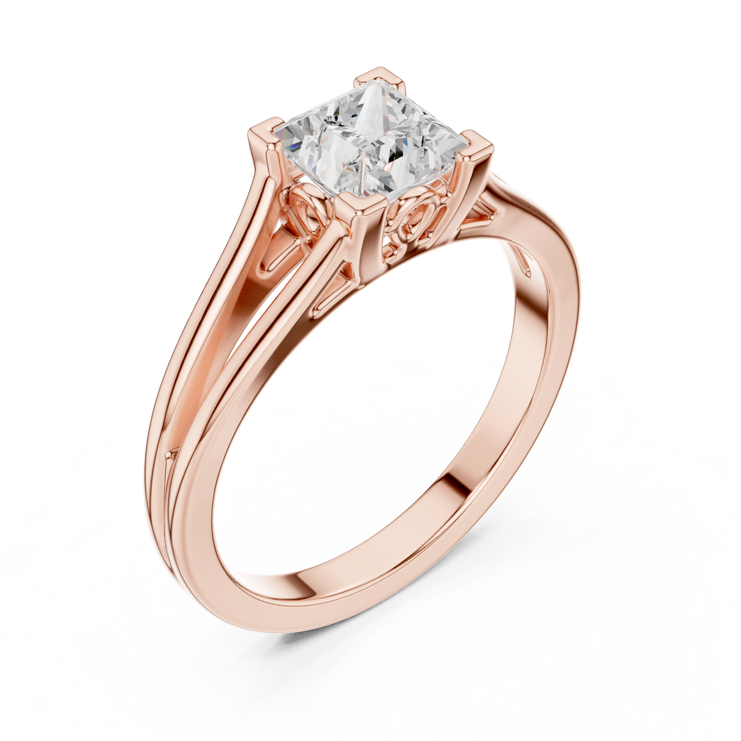 Classic 1.00ct Princess Cut Diamond Solitaire Ring