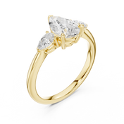 Cascade Pear Three-Stone Diamond Ring