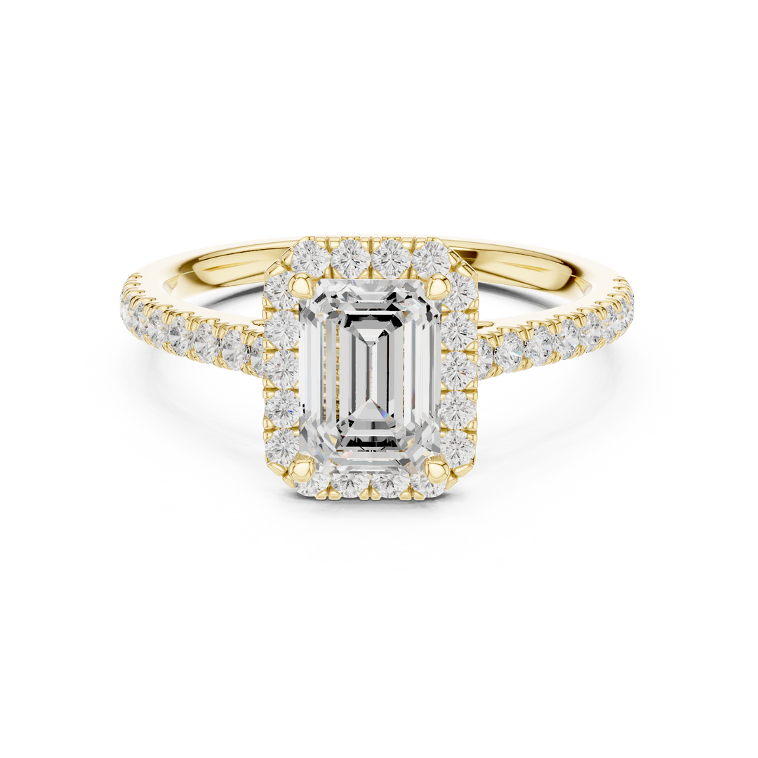 Solitaire Emerald Cut Diamond Accent Ring