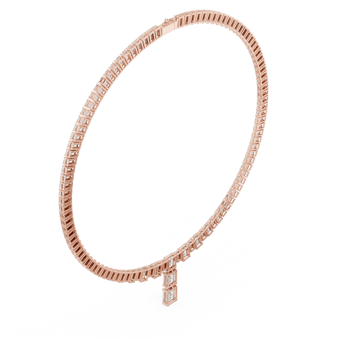 Graduated Emerald-Cut Tennis Necklace — 33.30ct