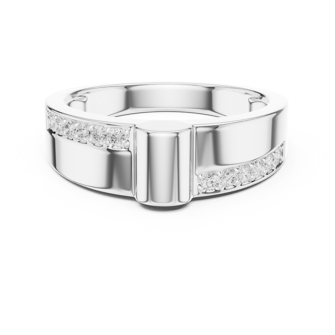 Geometric Sweep Mens Ring — 0.18ct