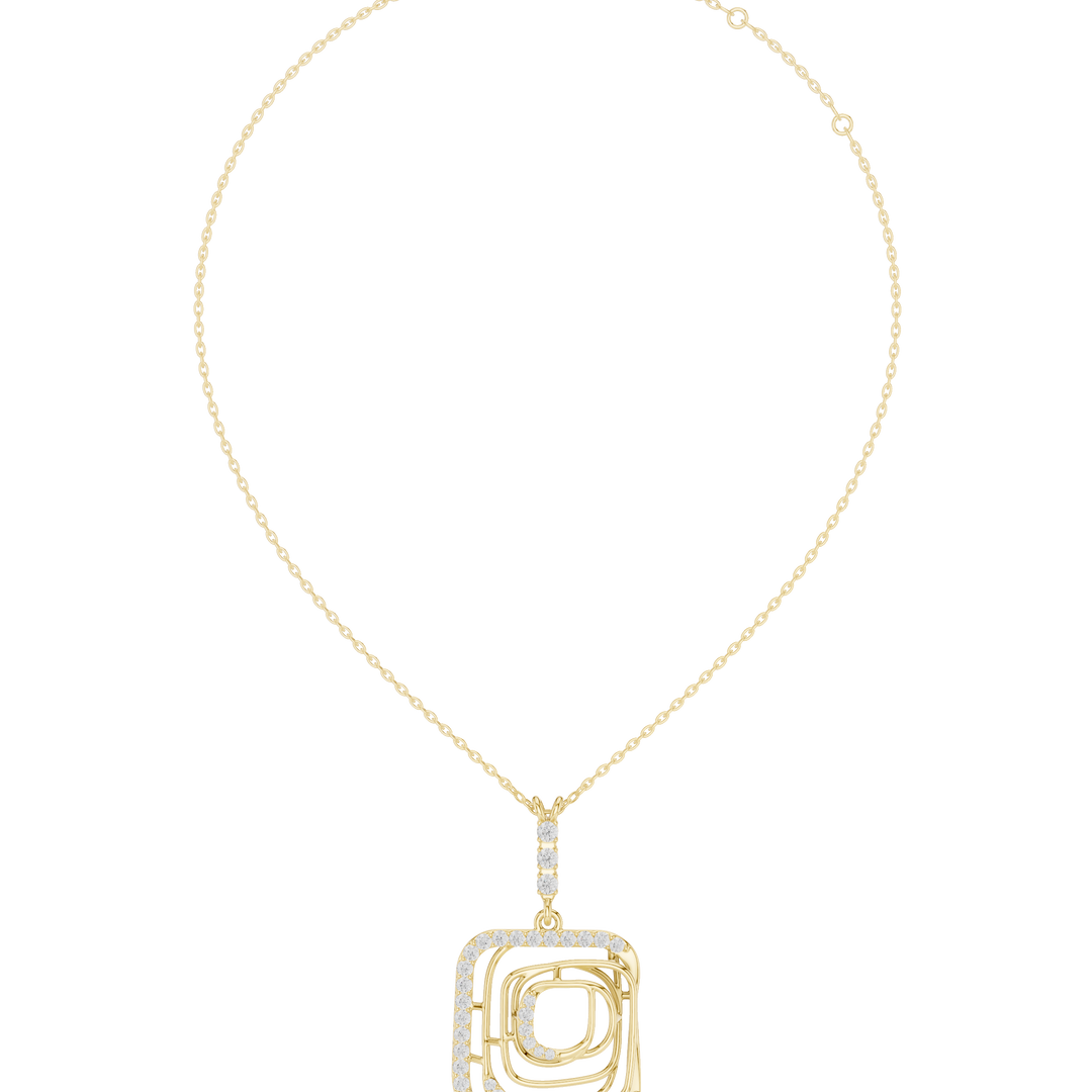 Square Spiral Pendant Necklace — 0.47ct