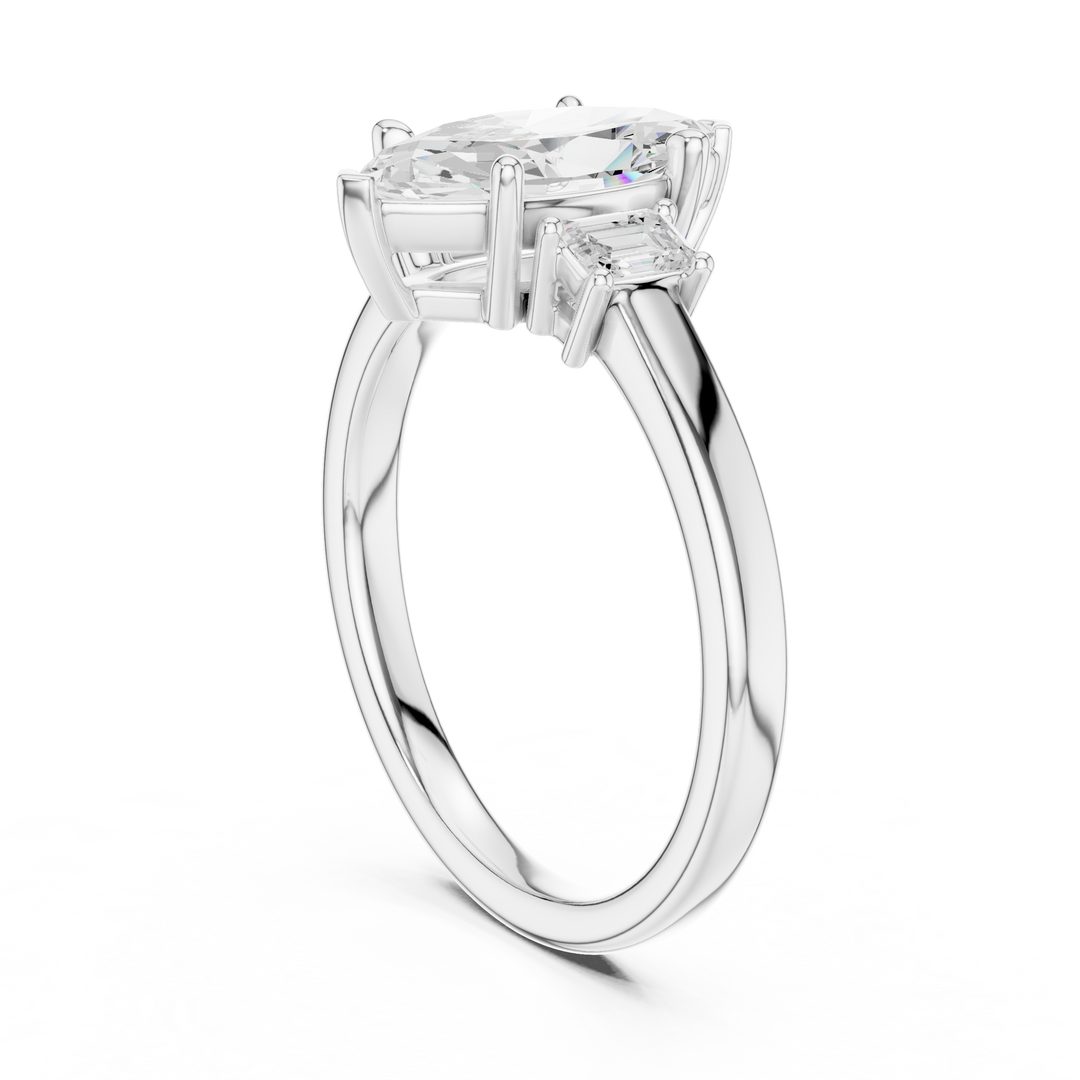 Celestia Marquise Three-Stone Diamond Engagement Ring