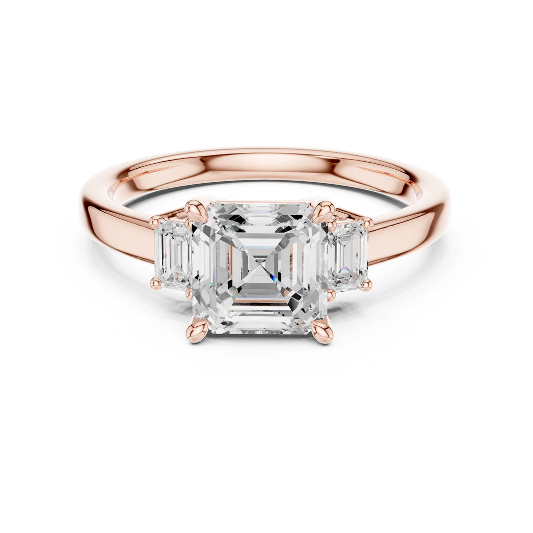 Versailles Asscher Three-Stone Diamond Ring