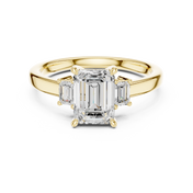 Élégance Emerald Three-Stone Diamond Ring