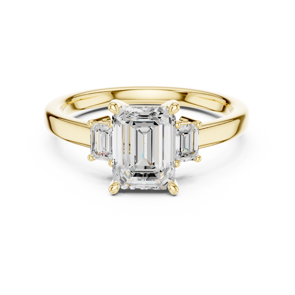 Élégance Emerald Three-Stone Diamond Ring