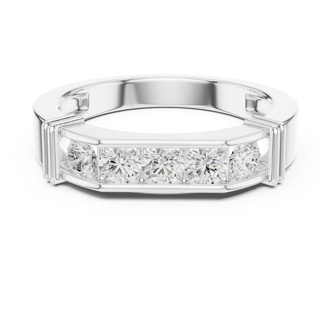 Five Stone Bar Mens Ring — 0.55ct