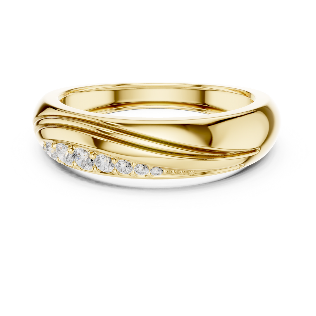 Wave Band Mens Ring — 0.14ct