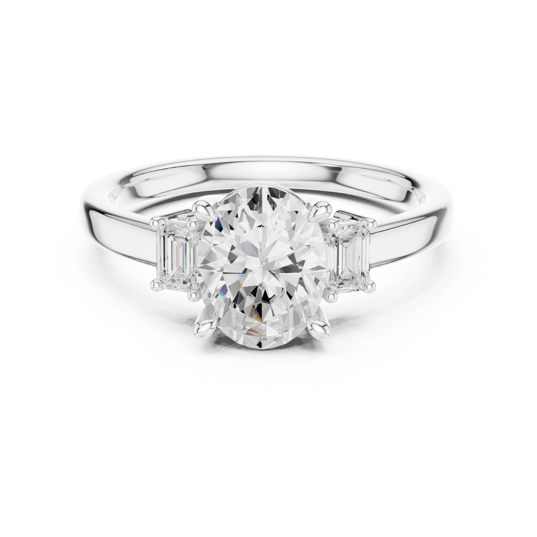 Marquette Oval Three-Stone Diamond Ring