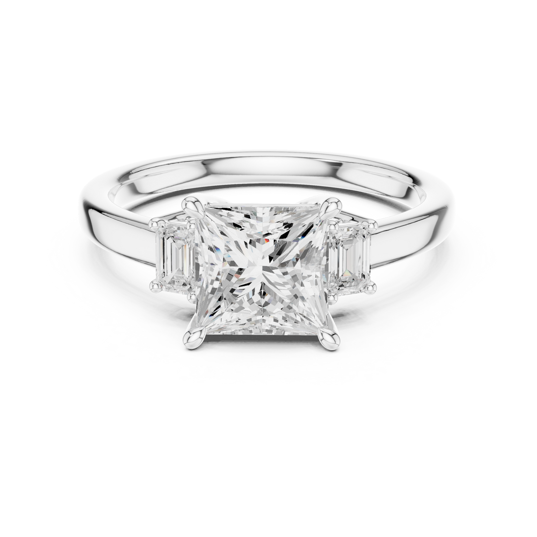 Royale Princess Cut Three-Stone Diamond Engagement Ring