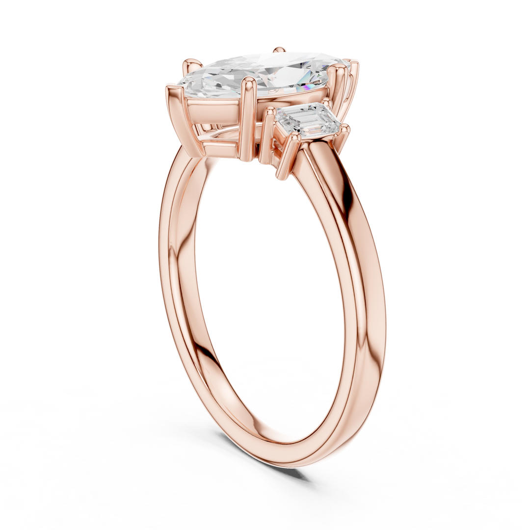 Celestia Marquise Three-Stone Diamond Engagement Ring