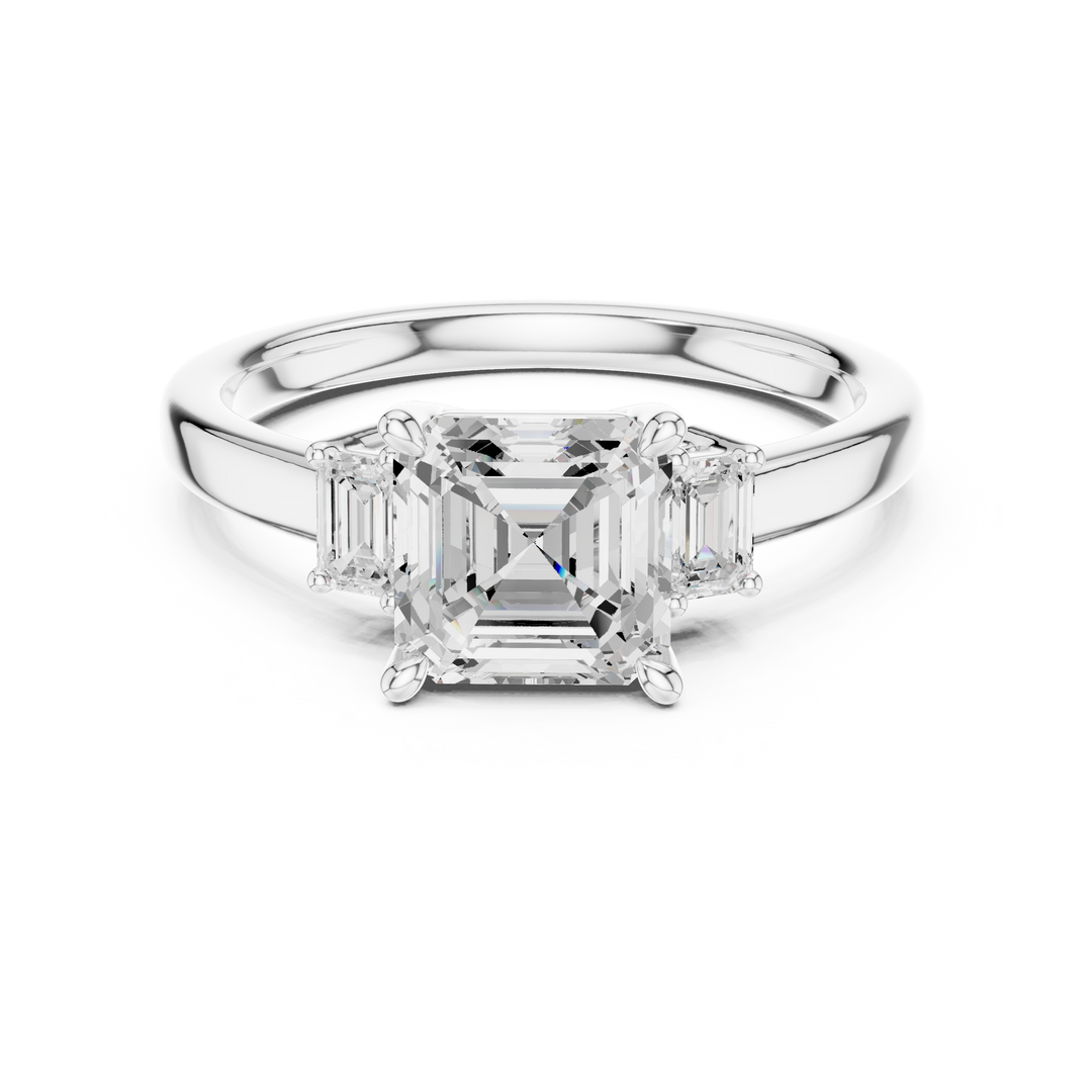 Versailles Asscher Three-Stone Diamond Ring
