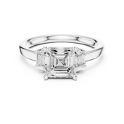 Versailles Asscher Three-Stone Diamond Ring