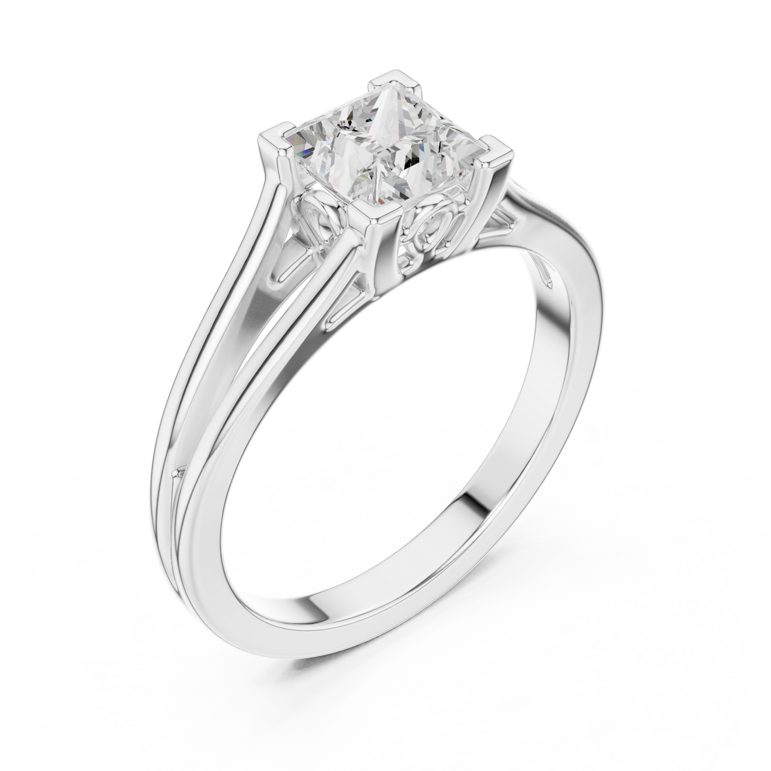 Classic 1.00ct Princess Cut Diamond Solitaire Ring