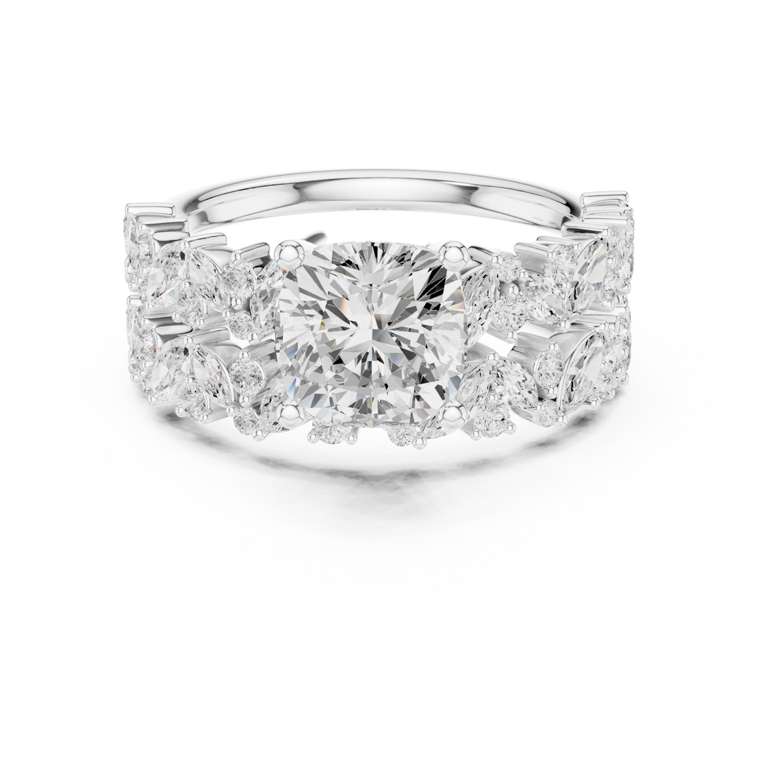 Baroque 1.73ct Cushion Cut Diamond Ring