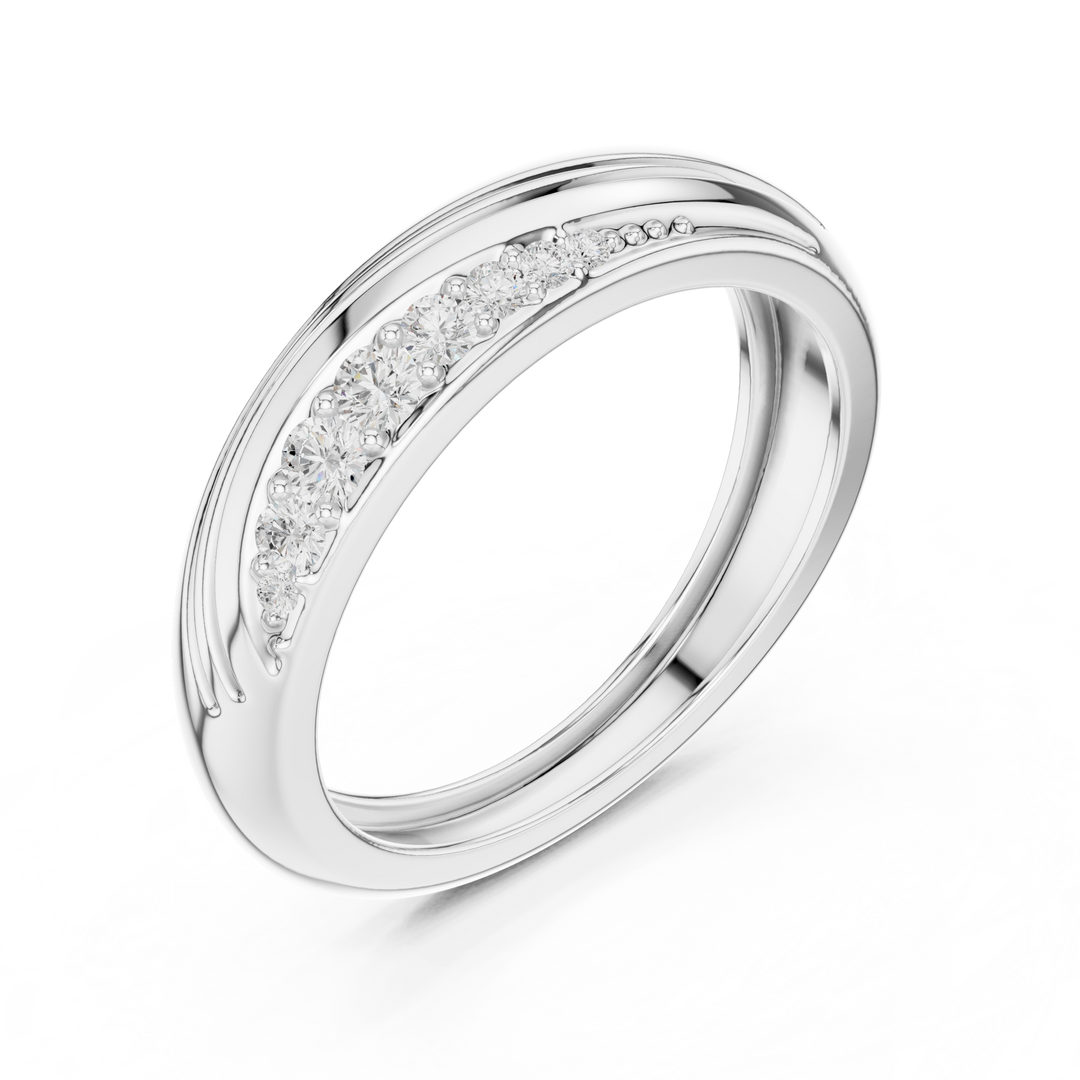 Wave Band Mens Ring — 0.14ct