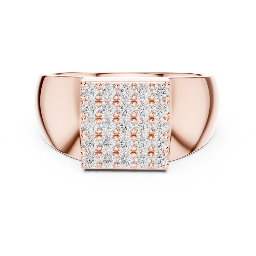 Rectangular Pavé Signet Mens Ring — 0.45ct
