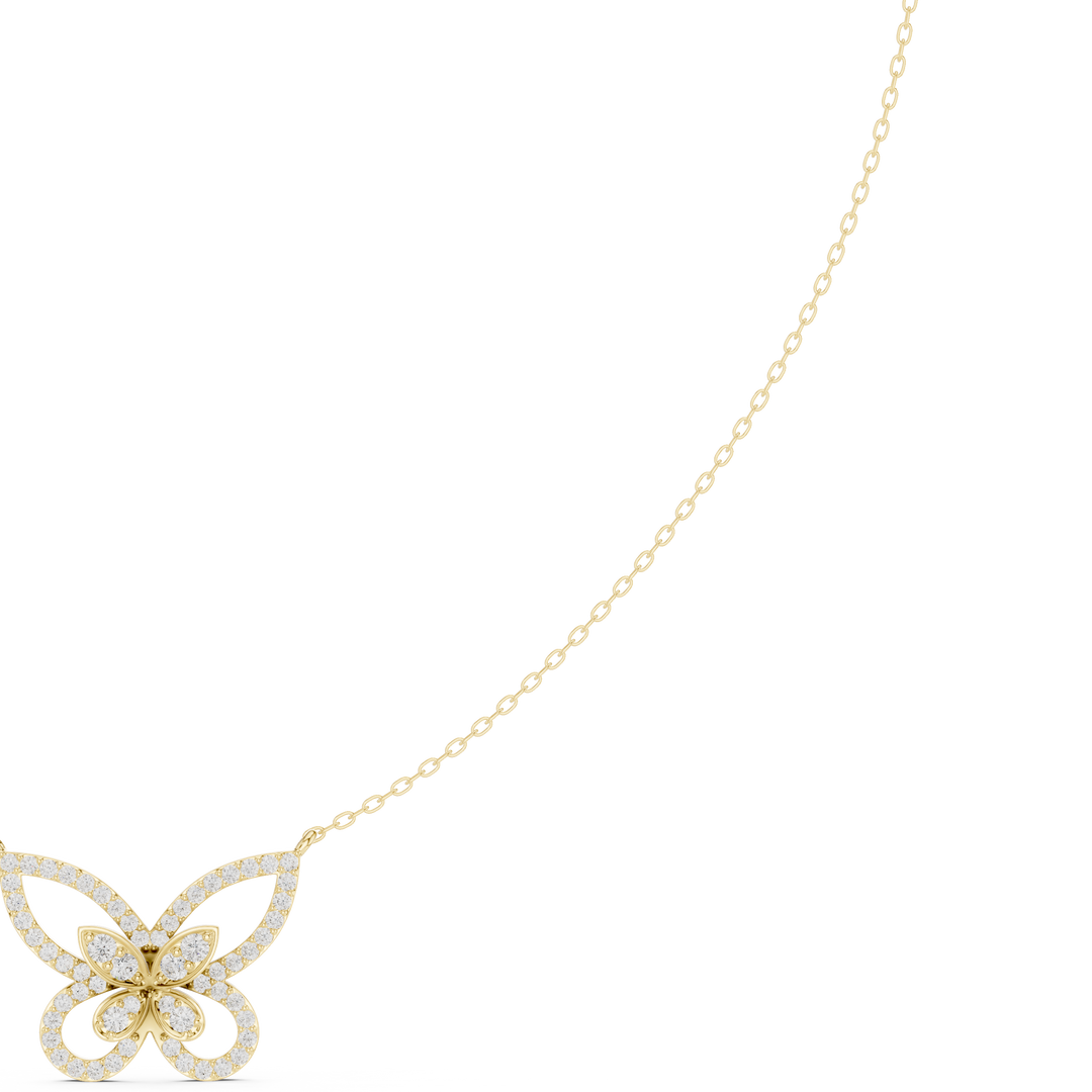 Diamond Butterfly Pendant Necklace — 0.73ct