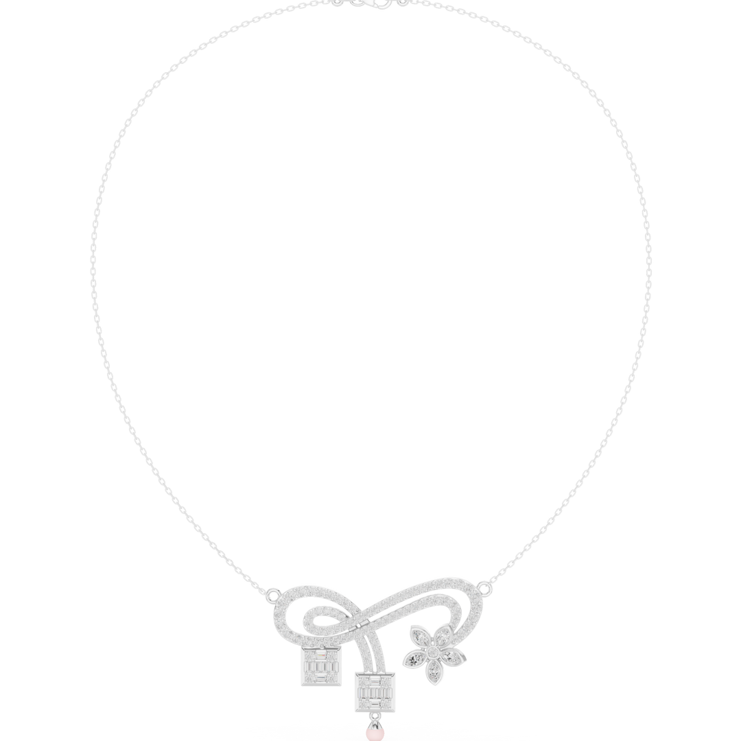 Ornate Scroll Floral Necklace — 3.01ct
