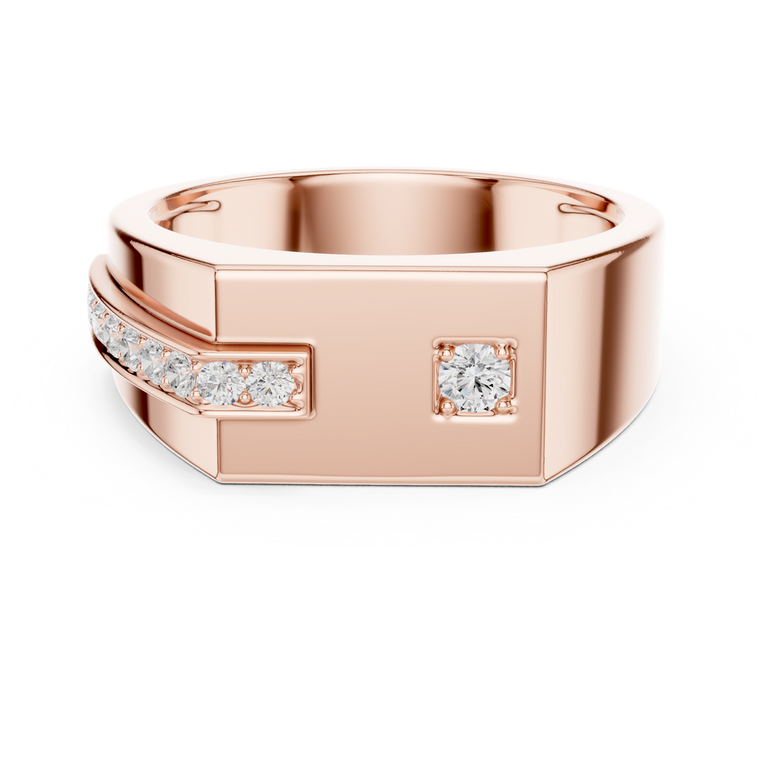 Angular Signet Mens Ring — 0.19ct