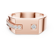 Angular Signet Mens Ring — 0.19ct