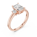 Load image into Gallery viewer, Dualité 1.50ct Radiant Diamond Ring with Emerald Accents
