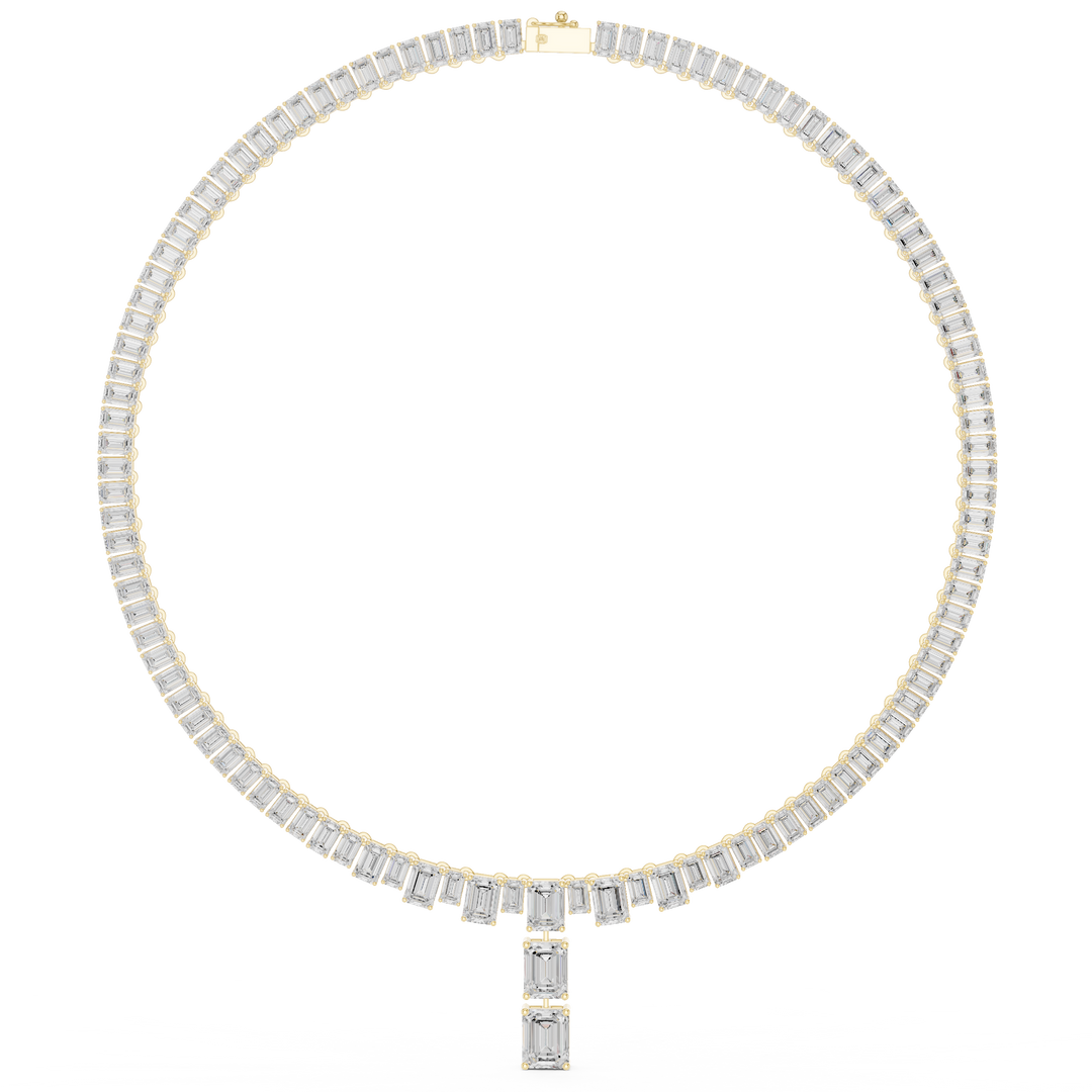 Graduated Emerald-Cut Tennis Necklace — 33.30ct