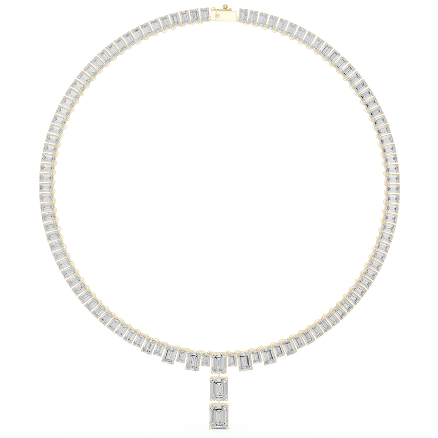 Graduated Emerald-Cut Tennis Necklace — 33.30ct
