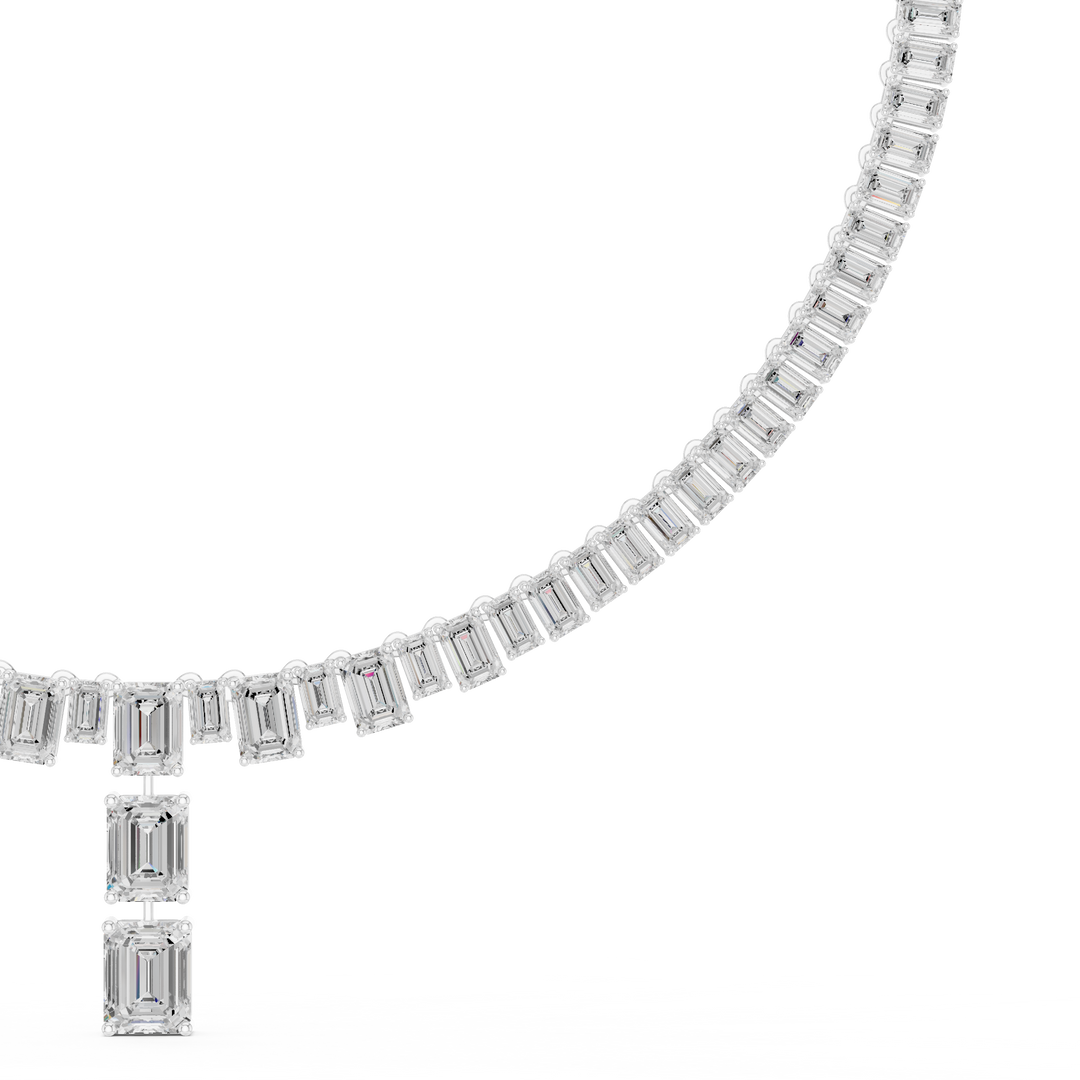 Graduated Emerald-Cut Tennis Necklace — 33.30ct