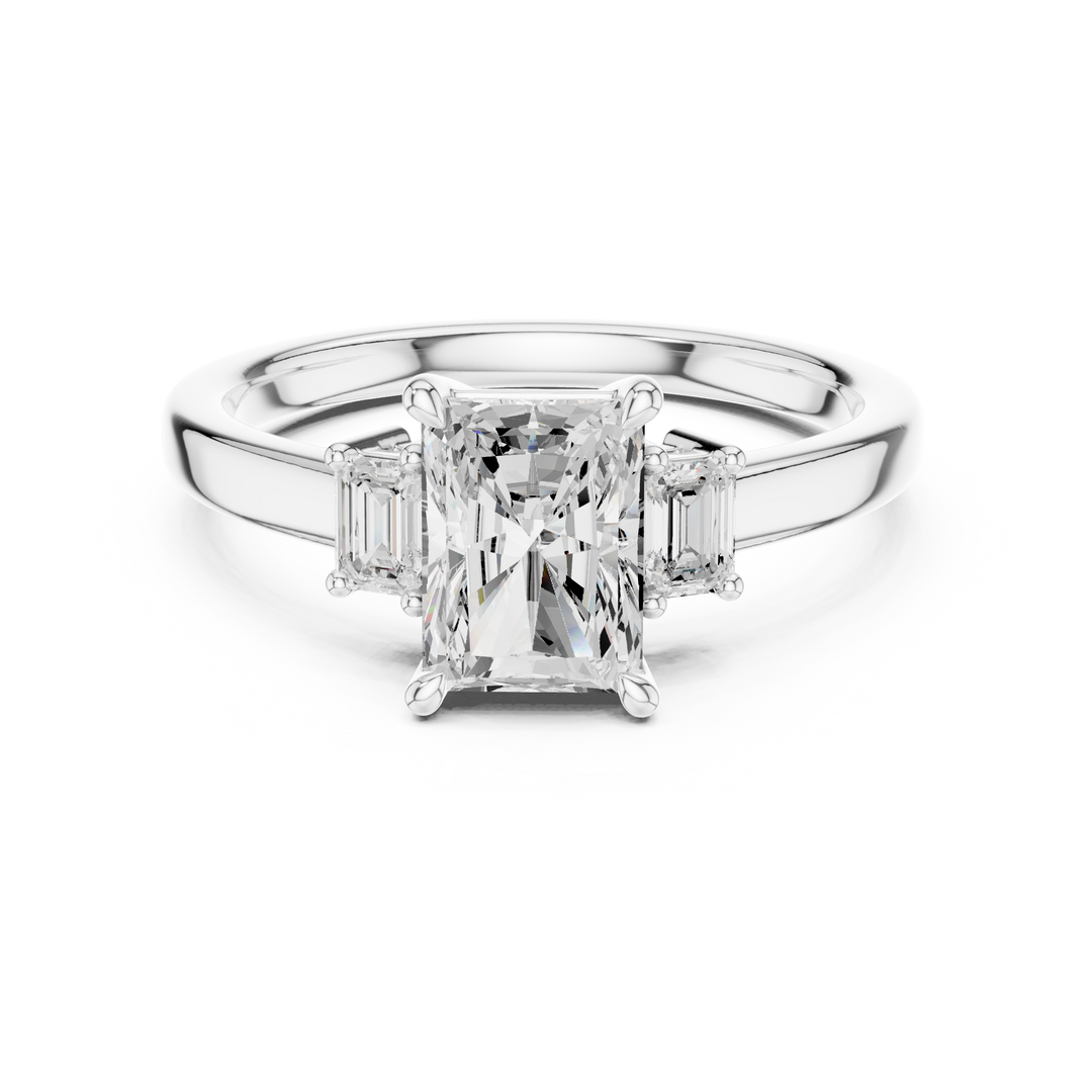 Dualité 1.50ct Radiant Diamond Ring with Emerald Accents