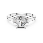 Load image into Gallery viewer, Dualité 1.50ct Radiant Diamond Ring with Emerald Accents
